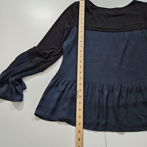 Bailey 44 Top Womens M Black Navy Pleated Layered LS Lagenlook Whimsigoth Fairy - Picture 8 of 16